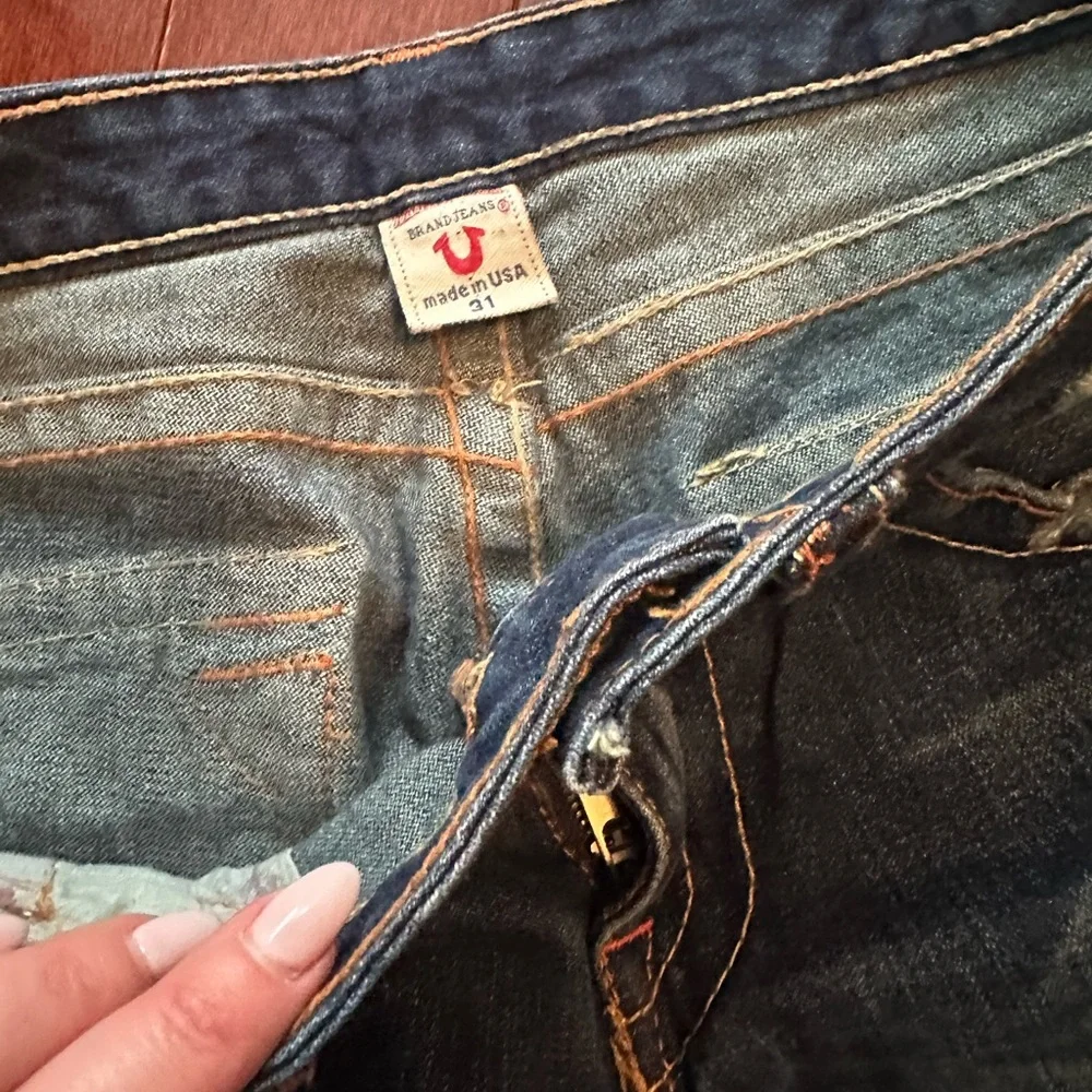 True Religion Womens Flare Jeans in Dark Blue Wash - Picture 6 of 12